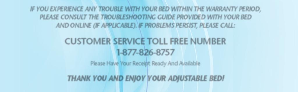 IF PROBLEMS PERSIST, PLEASE CALL: CUSTOMER SERVICE TOLL