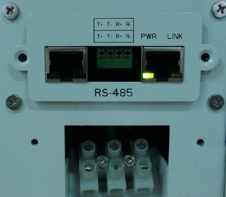 T+ T- R+ R- Terminal Block PWR LED (green) 1.