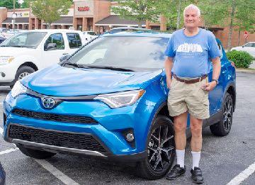 May 2017 Debuts Richard Lowe 2017 Toyota RAV4 SE Hybrid. Electric Storm Blue with Black leather interior. Richard liked his 2008 RAV4 so much, he decided to get another one.