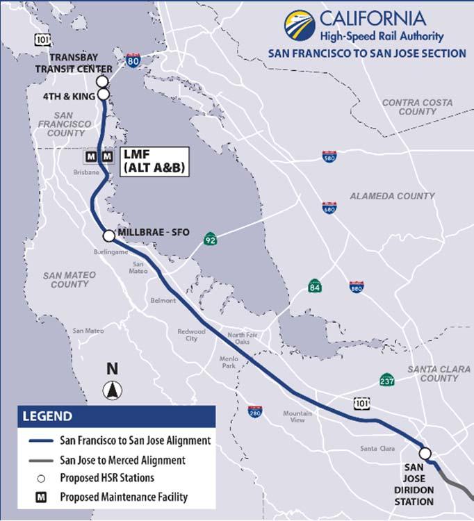 SAN FRANCISCO TO SAN JOSE: Overview 51-Mile Corridor Two Alternatives