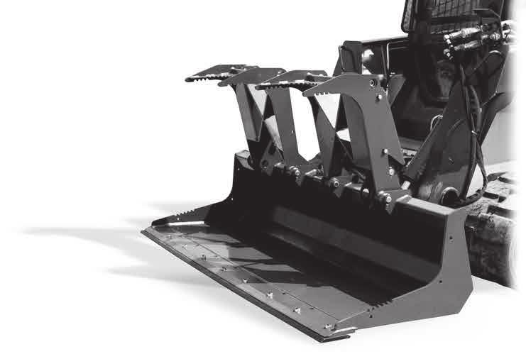 BUCKETS (Continued) Heavy-Duty, Low-Profile Scrap Grapples Skid Steer (SAE J2513) Quick Attach System Made with grade 80 steel 2x stronger than mild steel reducing the weight but maintaining the