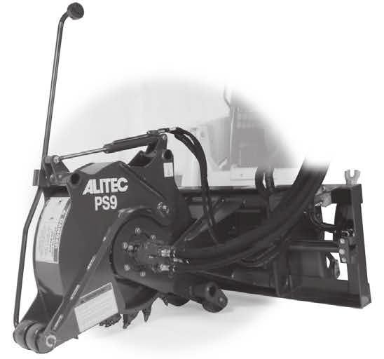 PAVEMENT SAWS PS-Series Pavement Saws Skid Steer (SAE J2513) Quick Attach System 9-inch cutting depth Hydraulic side-shift up to 22 inches Manual depth control Hydraulic hoses included Pick removal