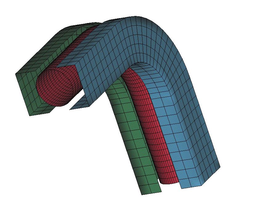 Figure 5. Representative Finite Element Model for Tube Hydroforming Contact between the tube and the hydroforming die is modeled using the *CONTACT_SURFACE_TO_SURFACE option.