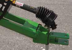 Tandem-axle walking beam keeps the rake level over uneven terrain to provide