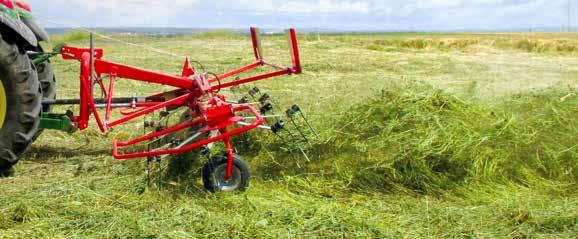 Flexible steel tines lightly aerate the forage without causing damage.