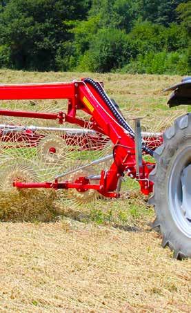 EASY RAKE RAKING YOUR WINDROWS WITH THE FARM KING EASY RAKE ELIMINATES NUMEROUS FIELD PASSES AND PROVIDES UNIFORM ROWS.