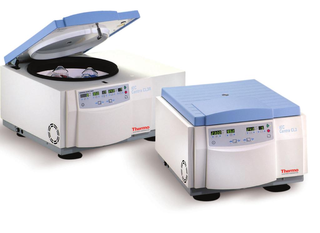 IEC Centra CL3 and CL3R Centrifuges Safety, Convenience and Productivity for Research and Clinical Applications The IEC Centra CL3 centrifuge series from Thermo Electron combines safety, convenience