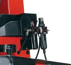 The mounting arm swings to the side so that the machine can be installed in a space-saving