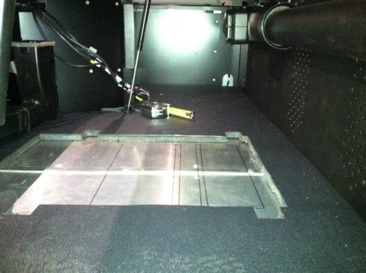 Do not cut this area 5 Position the NITE Phoenix mounting template, as shown, with the condenser openings over the holes cut in the truck floor.