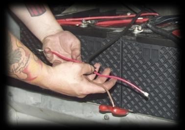 Heater Installation 3-10 22 Run Heater Unit Power Cable to NITE Batteries. Take the heater unit power cable, run it under the truck (attach with zip ties where necessary) over to the NITE Batteries.