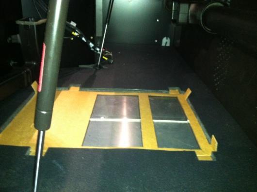 Remove the floor insulation as shown, exposing the floor of the sleeper. Floor support under truck 4.