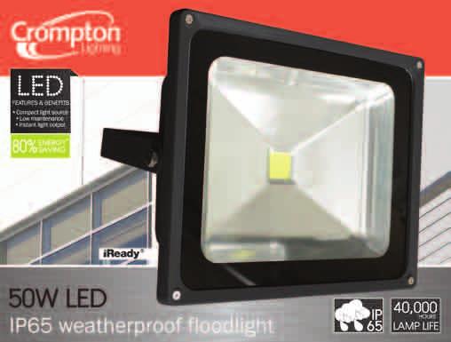 LED weatherproof floodlight Powder coated die-cast aluminium construction Tempered clear glass diffuser Inbuilt driver for direct connection to
