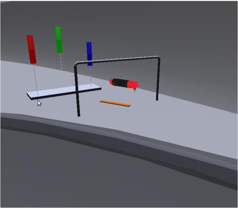 Using the scenarios provided from the previous Robosub competition, a model of the pool environment and the various tasks was made.