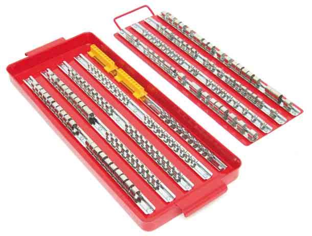 Socket Rail Trays Steel trays that comprise of 430mm rails with clips for retaining 1/ 4, 3/ 8 and sq. drive sockets.