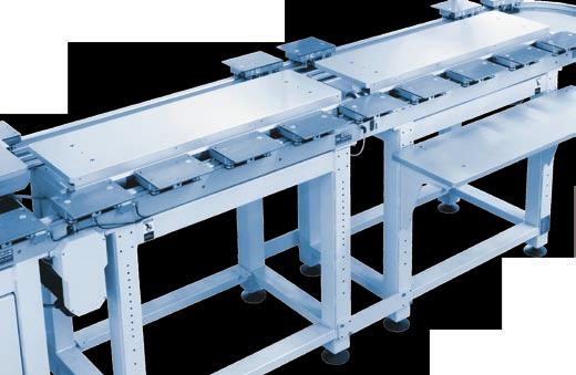 workpiece carrier and avoid therefore vibrations at the transported product. Two versions of the locking stations are available, single or double.