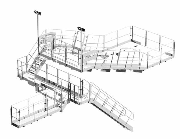 WALKWAYS Galvanised Walkway round both sides of machine Expanded metal walkway floors Curved ends on handrails 600mm (24 ) wide Feed System (optional) Hopper Capacity 12m 3 (16yds 3 ) Grid Spacing