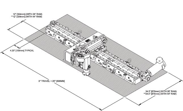 Operational Dimensions Milling Area Dimensions - LINEAR MILLING Dimensions in Inch (mm) 12" (304.8 mm) with 16" (406.