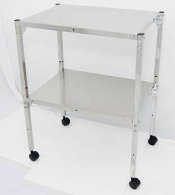 00 ea. Tables/Carts with Two Shelves and No Rails Specifications: Constructed of stainless steel 2 Dual Wheel Casters Without Rails 34 High Assembly Required Can be assembled for additional $50.00. TA-5019 18 x 24 $640.