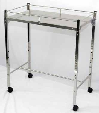 Utility Carts With Rails MRI Room Accessories Tables/Carts with Top Shelf and Rails Specifications: Constructed of stainless steel 2 Dual Wheel Casters With Rails 36 3/4 High Assembly Required Can be