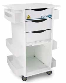 Features: Organizes, stores and projects supplies 3 inch braking casters Economical MRI Safe cart Bulk storage area Polyethylene and ABS plastic construction Smooth handles cut into top 3 full