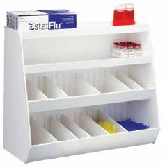 Attractive design instantly improves lab appearance. 16 adjustable dividers to create the right sized bins for your supplies. This supply bin is 12 long, 11.75 tall and 7.25 deep.