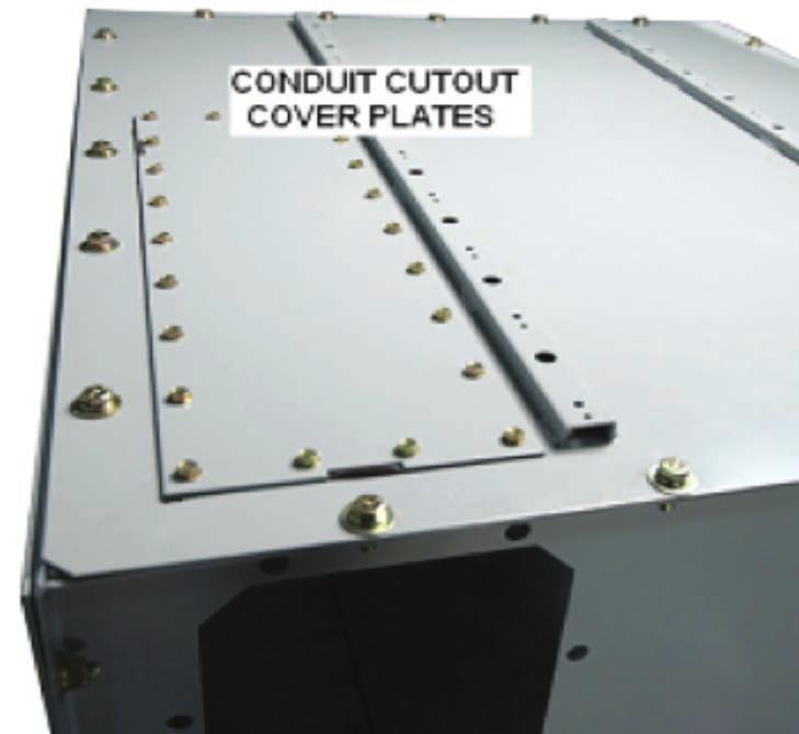able Entry From Top or Bottom Removable cable entry plates are provided on the top and bottom of the equipment. Step 1: Remove cable entry cover plates.