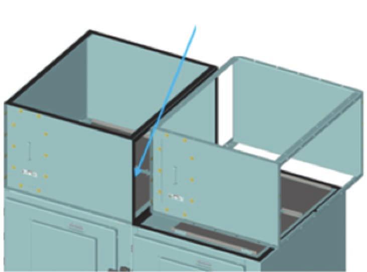 Figure 19. Application of sealer to plenum and shell. Step 8: Lift second plenum and position to align holes.