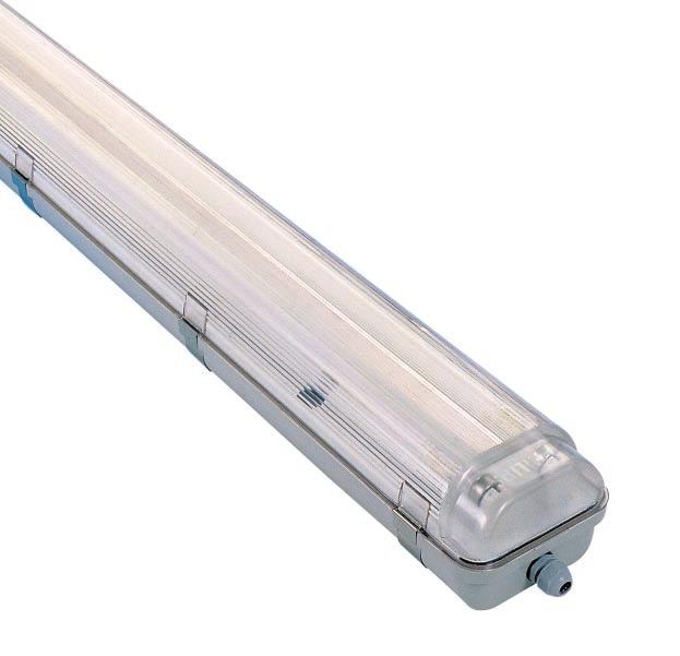 Pacific II Functional impact-, dust- and jetproof luminaire for single and twin TL-D and TL-5 fluorescent lamps for indoor and semi-outdoor applications.