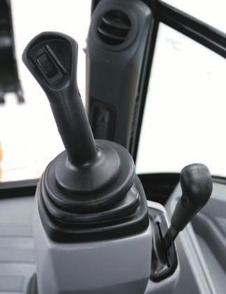 Roller switches eliminate the need for foot pedals, providing additional foot room for the operator. Joystick Controls.