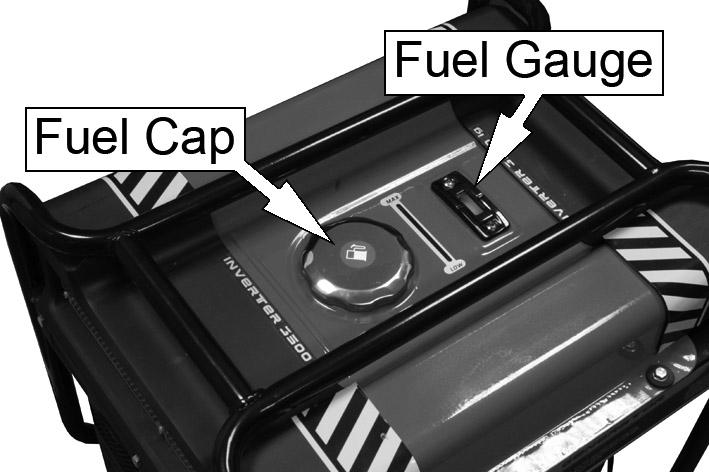 CHECKING THE FUEL LEVEL 1. Check the fuel level on the fuel gauge. 2. To add fuel, open the fuel filler cap. 3.