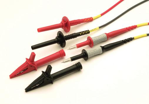 TEST CLIP WITH 5 OR 10 KV SCREENED CABLE The clips are designed for clamping on test pieces where access is limited. There is no insulation on these clips.