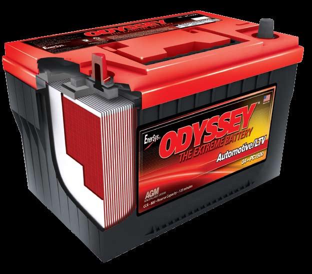 Avoiding the dead space between cylinders in six-pack designs means ODYSSEY batteries deliver more power and 40% more reserve