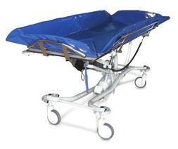 Shower/Bath Trolleys AquaTuff Bariatric compatible with extra strengthened plates and pins Twin lifting columns for rigidity and stability Easy action hydraulic Hi lo function accessible from either