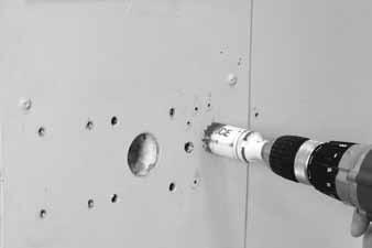 Step 5 - DRILL THE HOLES ON THE INSIDE OF THE DOOR NOTICE - Due to alignment issues, you should NEVER drill a through hole in a hollow door.