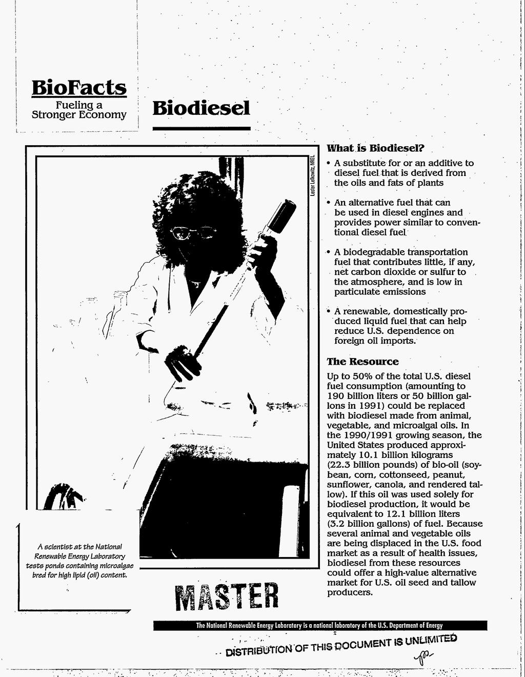 : BioFacts i 1 1 StrongerEconomy Fueling a ' Biodiesel What isbiodiesel?