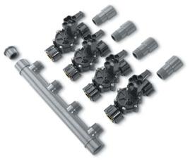 Valves UVMS - Union Valve Manifold System Makes installing complete valve systems extremely fast and very easy NEW Available in 2, 3, or 4 valve configurations using the proven Rain Bird DV/DVF