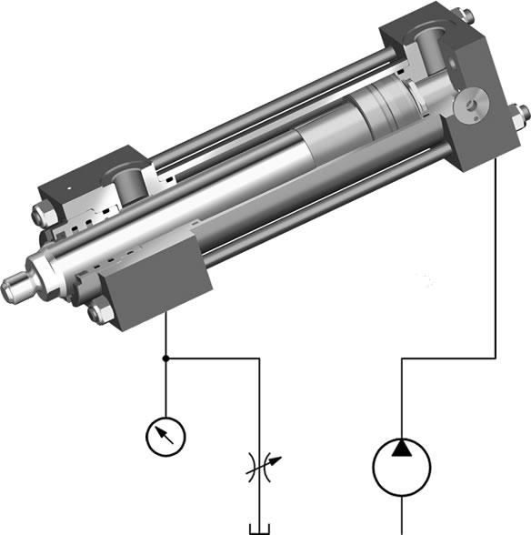 Project : Single-rod cylinder / pressure intensification Project definition A workpiece is to be shifted by a horizontally installed single-rod cylinder to the working range of a simple fixture when