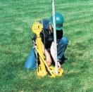 A post grabber or a chain is placed around the post and the puller's hook attached to