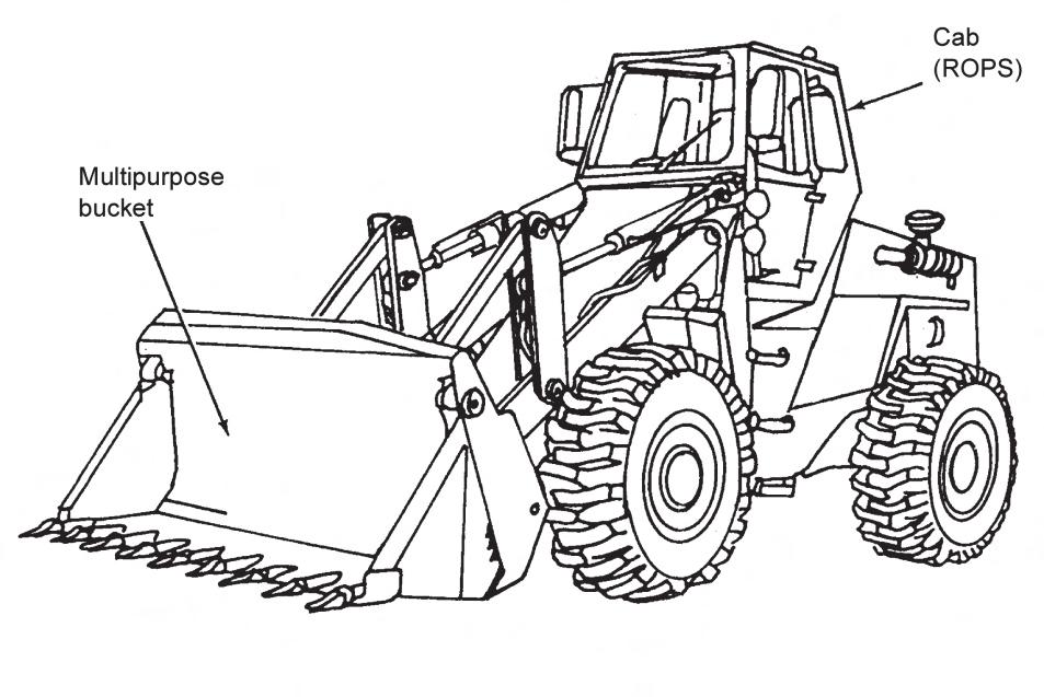 Chapter 5 ATTACHMENTS Figure 5-1. Wheel loader 5-2. The most common loader attachments are a shovel-type bucket or a forklift (figure 5-2).