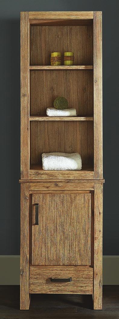 1530-HT2118 21x18 Linen Hutch 17-1/4 x 22 x 44 Shelf: 2 (adjustable) use with 1530-V2118 to make 21 Linen Tower (sold separately) 1530-V2118 21x18 Vanity 21 x 17-1/4 x 33 Door: 1 (hinge-right)