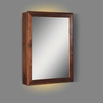 light (when door open) illuminates cabinet interior Collection: M4 Finish: Natural Walnut 1505-MC20LED-R 20 LED Medicine Cabinet-right 20 x 5-3/4 x 30 Door: 1 (hinge-right) Shelf: 3 (glass)