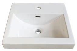Sinks - Specialty S-11018W1 18x16" Ceramic Sink w18" x d16" x h2½" / with overflow Pre-drilled: W1 / single hole Fits 18x16" (V1816):