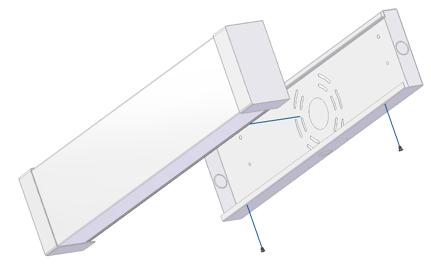 INSTALLATION INSTRUCTIONS FOR SURFACE MOUNT WALL BRACKET (PAGE 1 OF 2) STEP 1 First remove the surface mount box from the back of the fixture by unscrewing the two flat head screws located on the