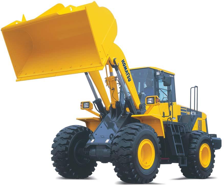WA430-5 WHEEL LOADER Maximum Dumping Clearance and Reach The long lift arms provide high dumping clearances and maximum dumping reach.
