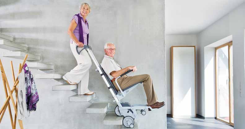 Safely and comfortably up and down all types of stairs this is quality of life Climbing the stairs with an integrated seat
