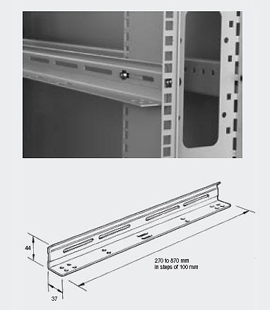 The horizontal sections of the supports are prepunched to allow the chassis trays to be fitted without further drilling.