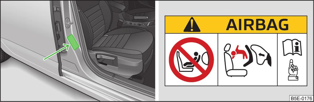 Use of a child seat on the front passenger seat Never use a rearward-facing child restraint system on a seat which is protected by an active airbag installed in front of it.