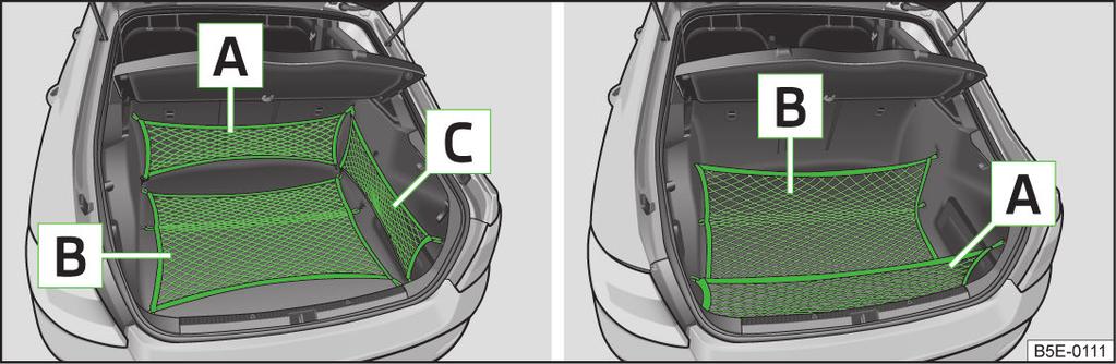 The folding double hook can be located on either of the two sides of the luggage compartment, according to the model.