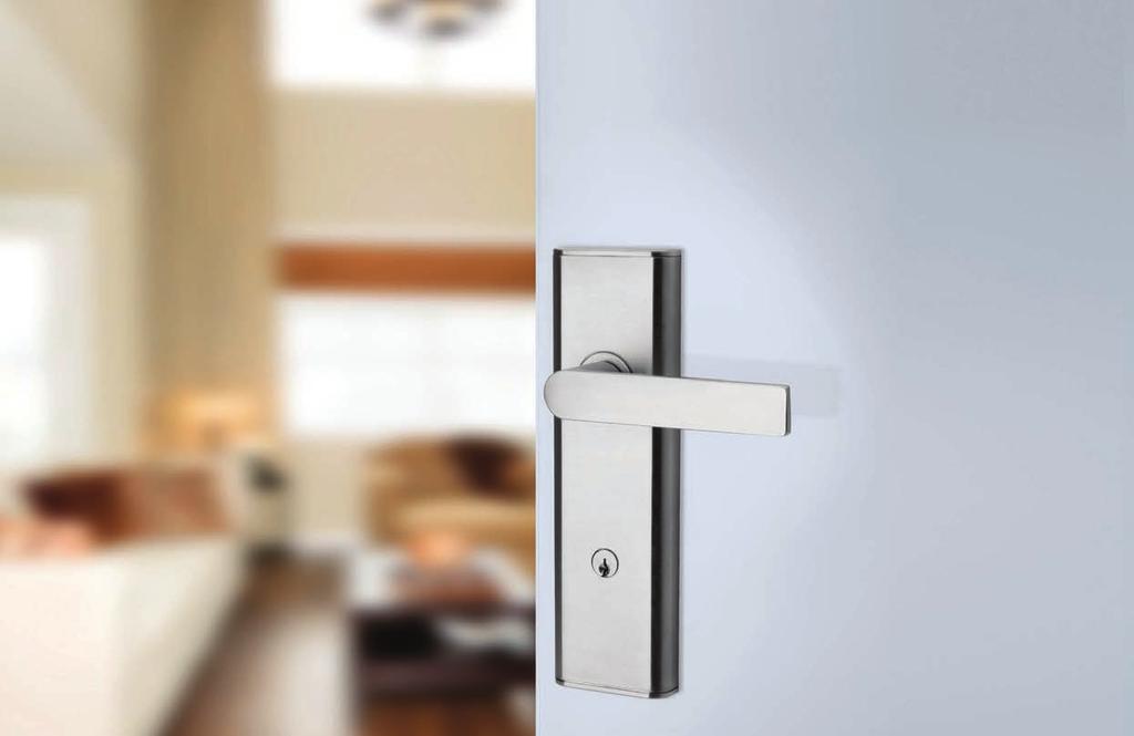 Mechanical Entry Lockset Unique LockAlert indicator shows lock status at a glance SafetyRelease function minimises the risk of being deadlocked inside Vision Plate with Element L3 Lever, Satin Chrome