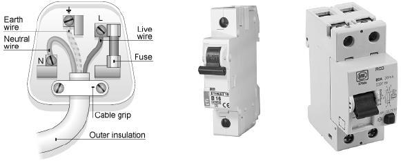2010 Question 12 (c) [Ordinary Level] The diagram shows a plug which contains a fuse, an MCB and an RCD, all of which are used in domestic circuits.